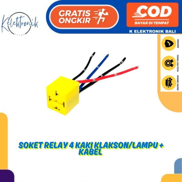 Soket Relay 4 Kaki Klakson/Lampu + Kabel