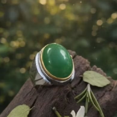 cincin batu giokdongling 18 mm ring monel tanam