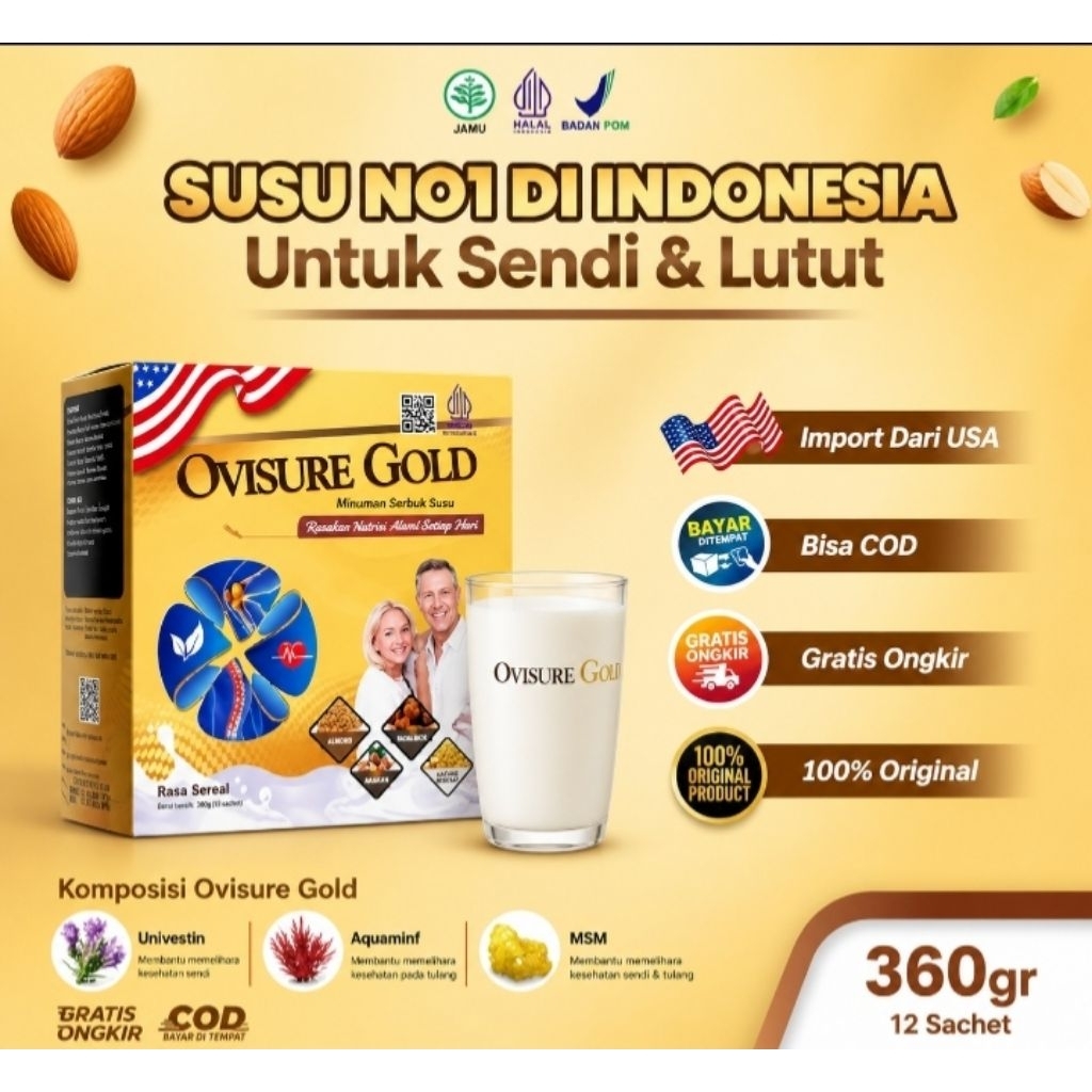 Susu Ovisure Gold Mengatasi Nyeri Tulang dan Sendi, Mencegah Osteoporosis - Susu Ovisure Original US