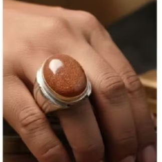 cincin batu akik pasir mas mekah dim 20x15 mm ring monel tanam