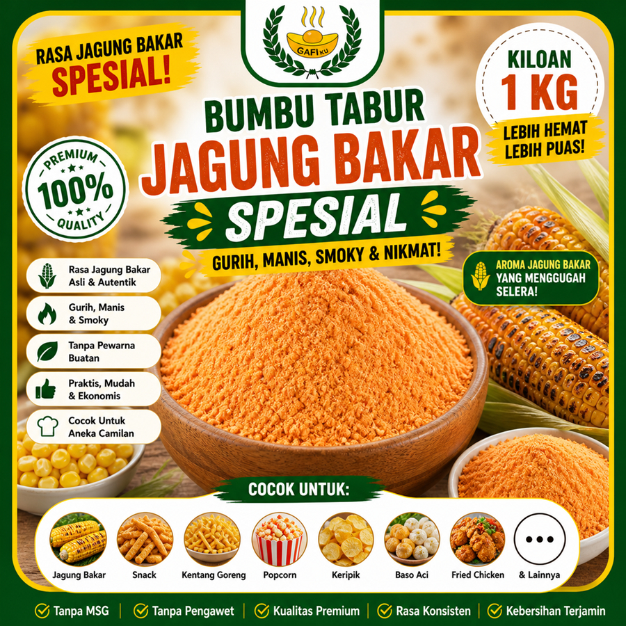 Bumbu Tabur Rasa Jagung Bakar Spesial, Jual Bubuk Tabur Jagung Bakar Spesial Murah Enak Aman Terbaik