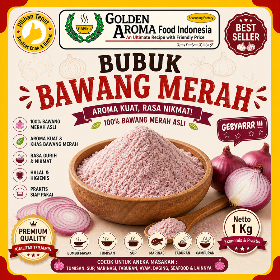 Bubuk Bawang Merah 1 Kg Red Onion Powder Serbuk Bawang Merah Bubuk Organik Asli 1Kg Golden Aroma