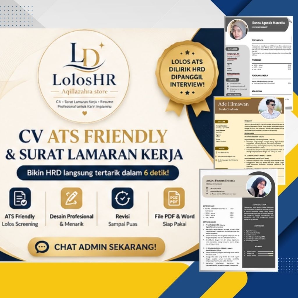 CV ATS Friendly Profesional | Jasa Buat CV Lamaran Kerja ATS (Word & PDF)