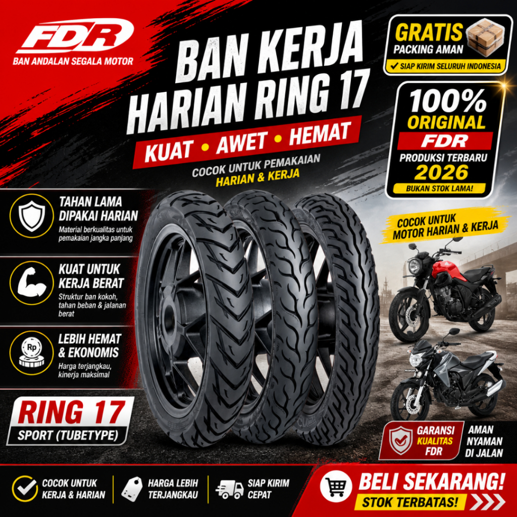 Ban Tubetype Ring 17 Sport | Ban Depan Belakang | FDR Awet 2026