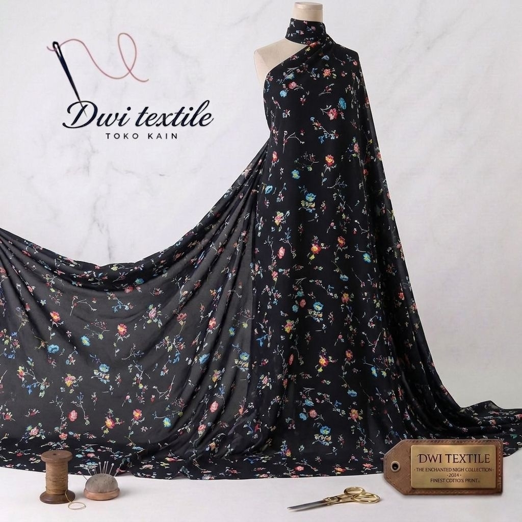 kain wolpeach motif bunga kecil premium - kain soft wolfis - kain Monalisa ld