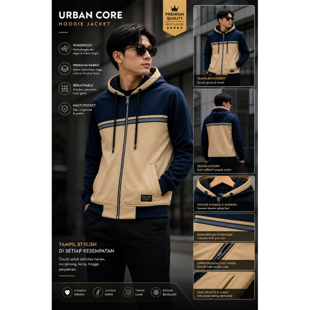 Jacket pria wanita Hodie zipper terbaru polos