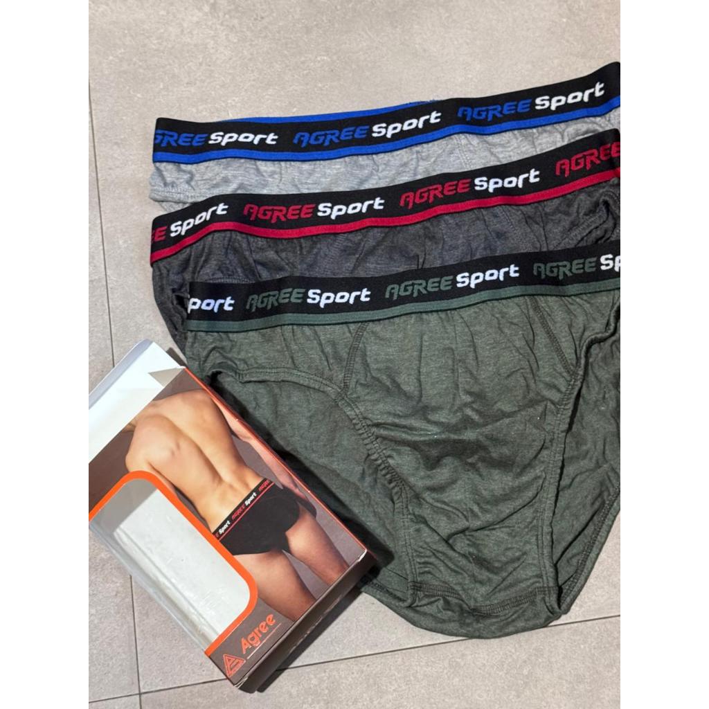 Celana Dalam Pria Agree Sport 2311 Boxer Karet Isi 3 PCS | Adem Lembut Nyaman XL XXL
