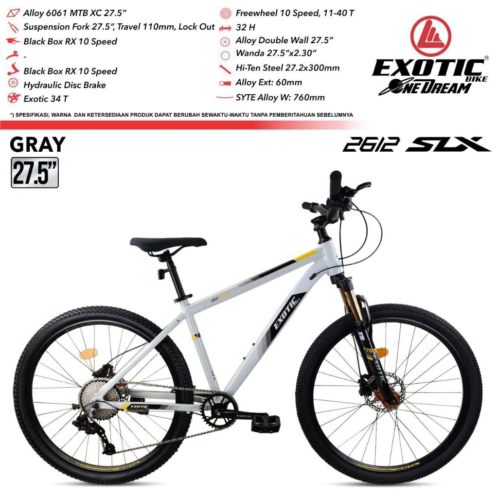 Sepeda Gunung MTB Exotic 2612 SLX 27,5 Inch Hidrolic By pacific Free Breket