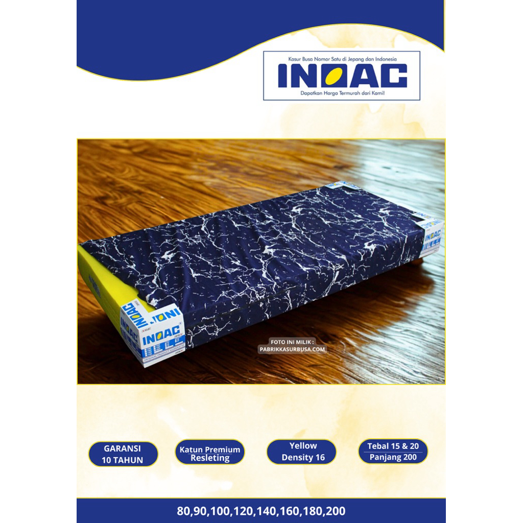 Kasur Busa INOAC 140x200x20 Original Tebal 20cm GARANSI 15 Tahun D 16 Ukuran 200, 180, 160, 140,