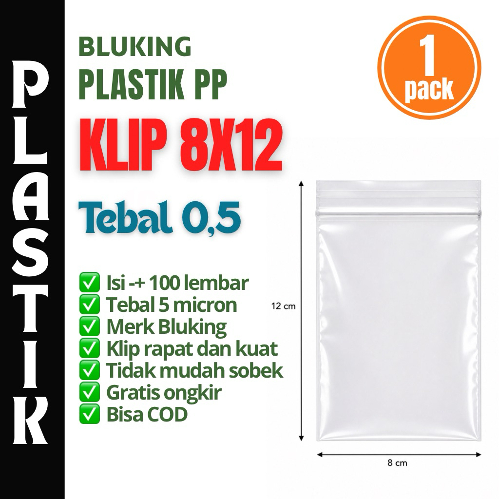 1 pack Plastik Klip Zipper PP 8x12 cm - Plastik Klip PP Kemasan Snack / Herbal