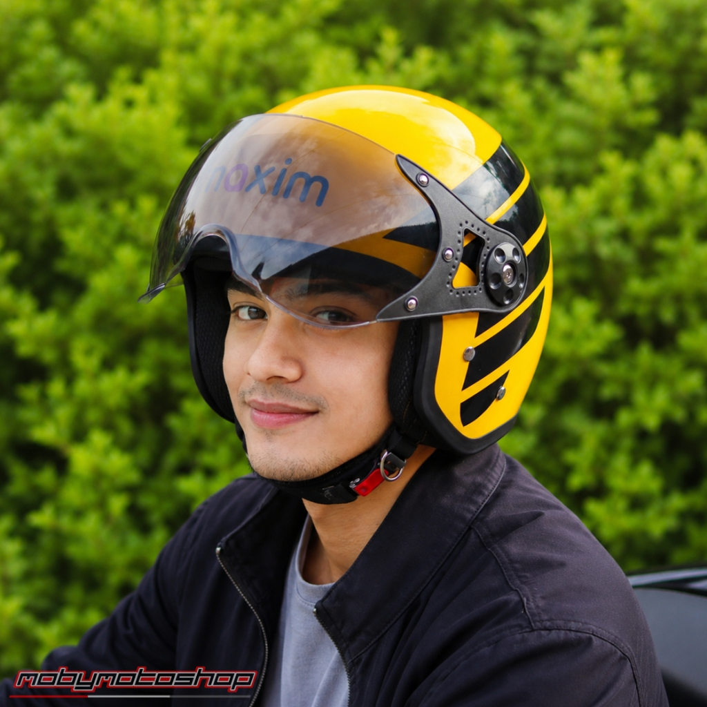 Helm Maxim- Helm Ojek Online Maxim- Baru -  ALL SIZE L (Model Bogo Pilot)