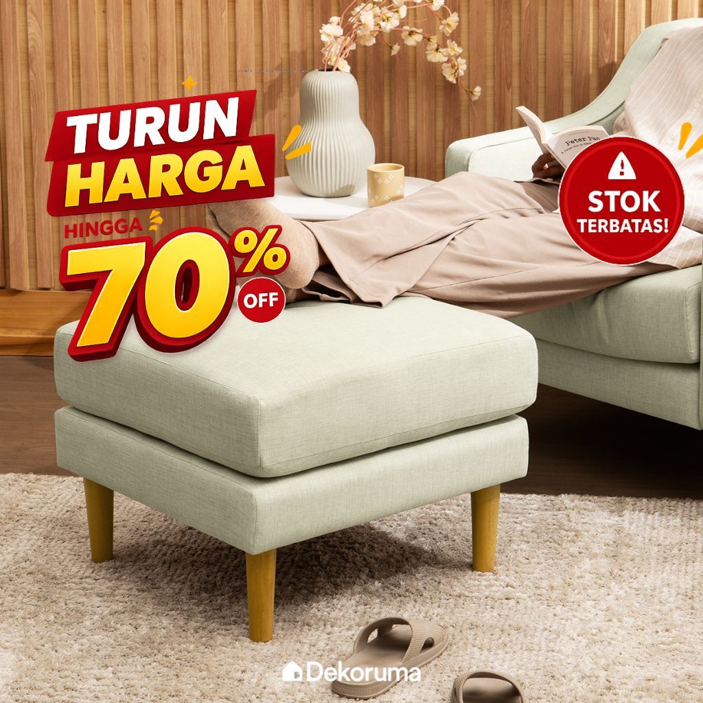 Dekoruma EITO Square Stool Kain / Kursi Sofa Kotak Kain Minimalis