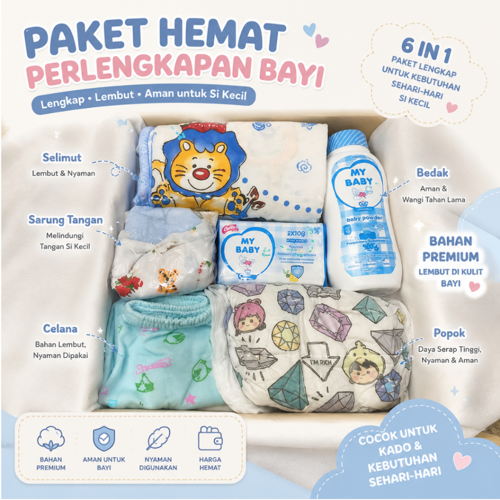 Kado Bayi Baru Lahir Cewek & Cowok / Parcel Perlengkapan Bayi / Hampers Jenguk Bayi Baru Lahir