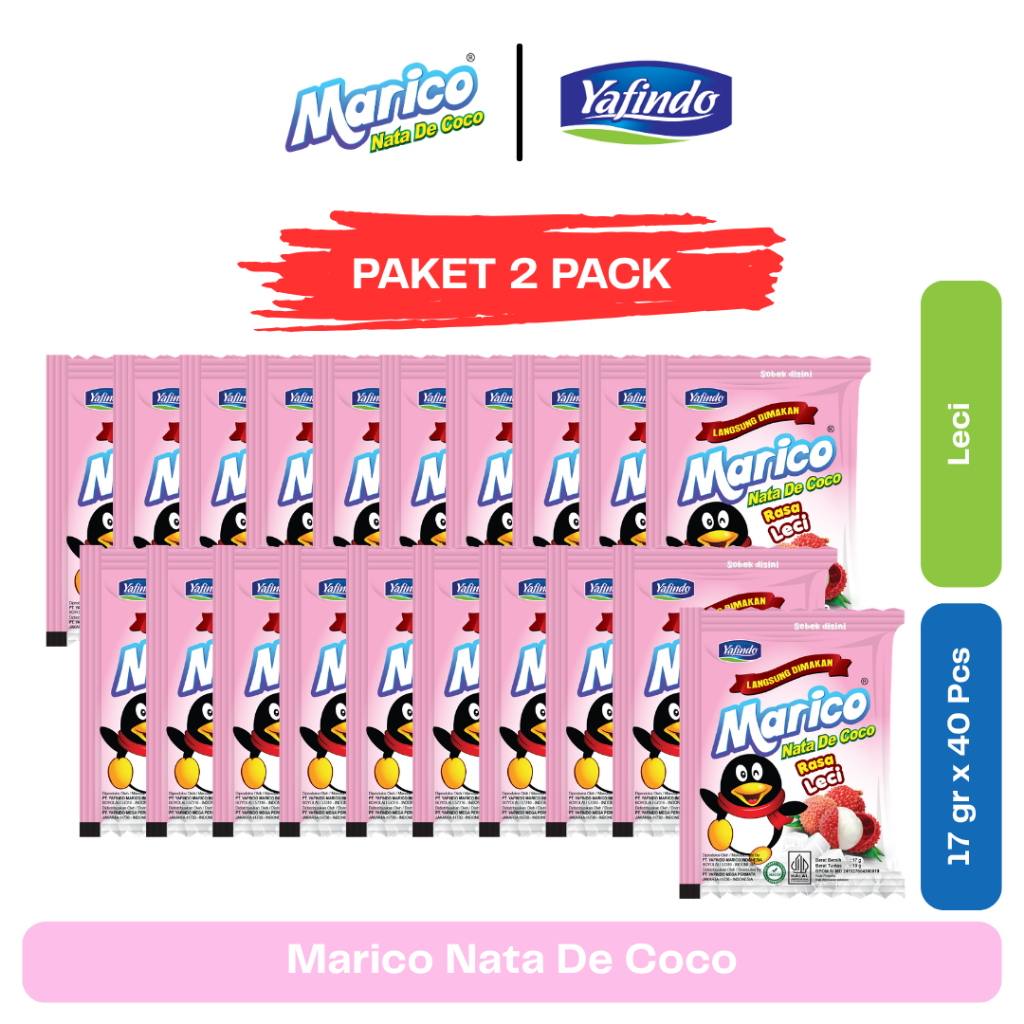 2 Pack Marico Nata de Coco - Rasa Leci (40 Sachet)