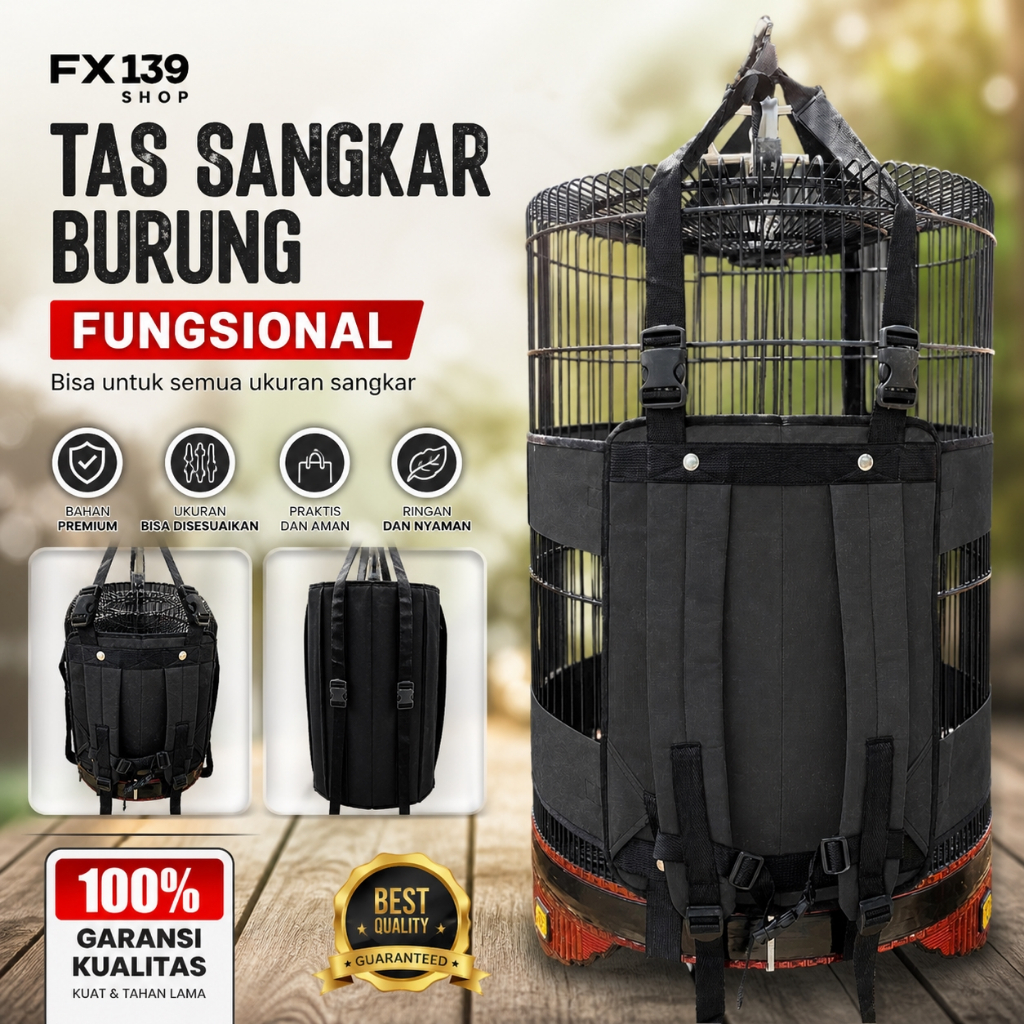 Tas Sangkar Burung Fungsional Bahan Premium, Ringan, Praktis, Ukuran Besar