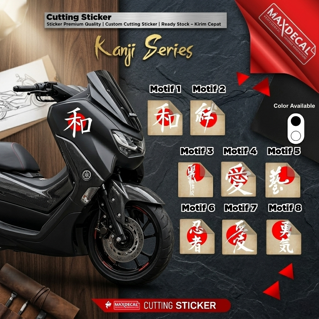Cutting Stiker Vario LED JEPANG Kanji Tulisan Stiker Motor Tulisan Jepang Kanji series