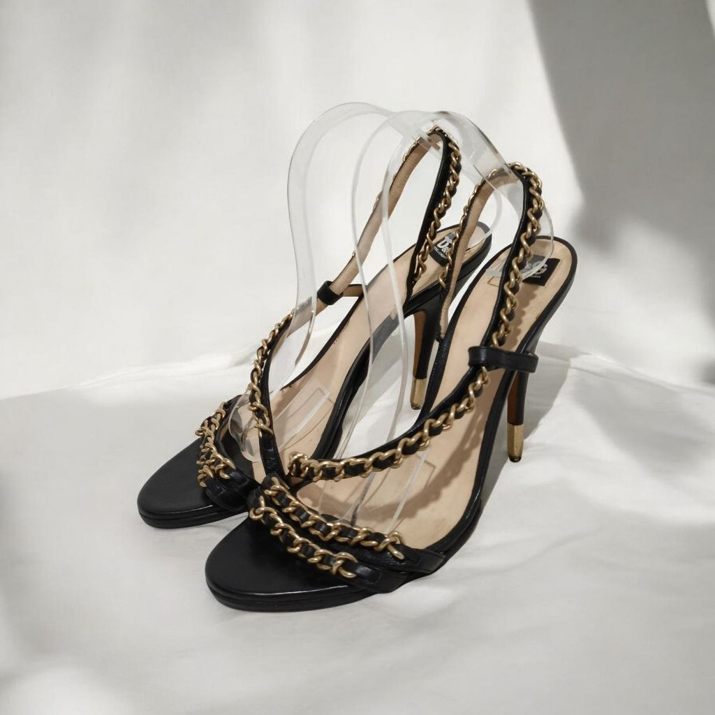 Dolce & Gabbana Black Chain HeelsMade In Italy