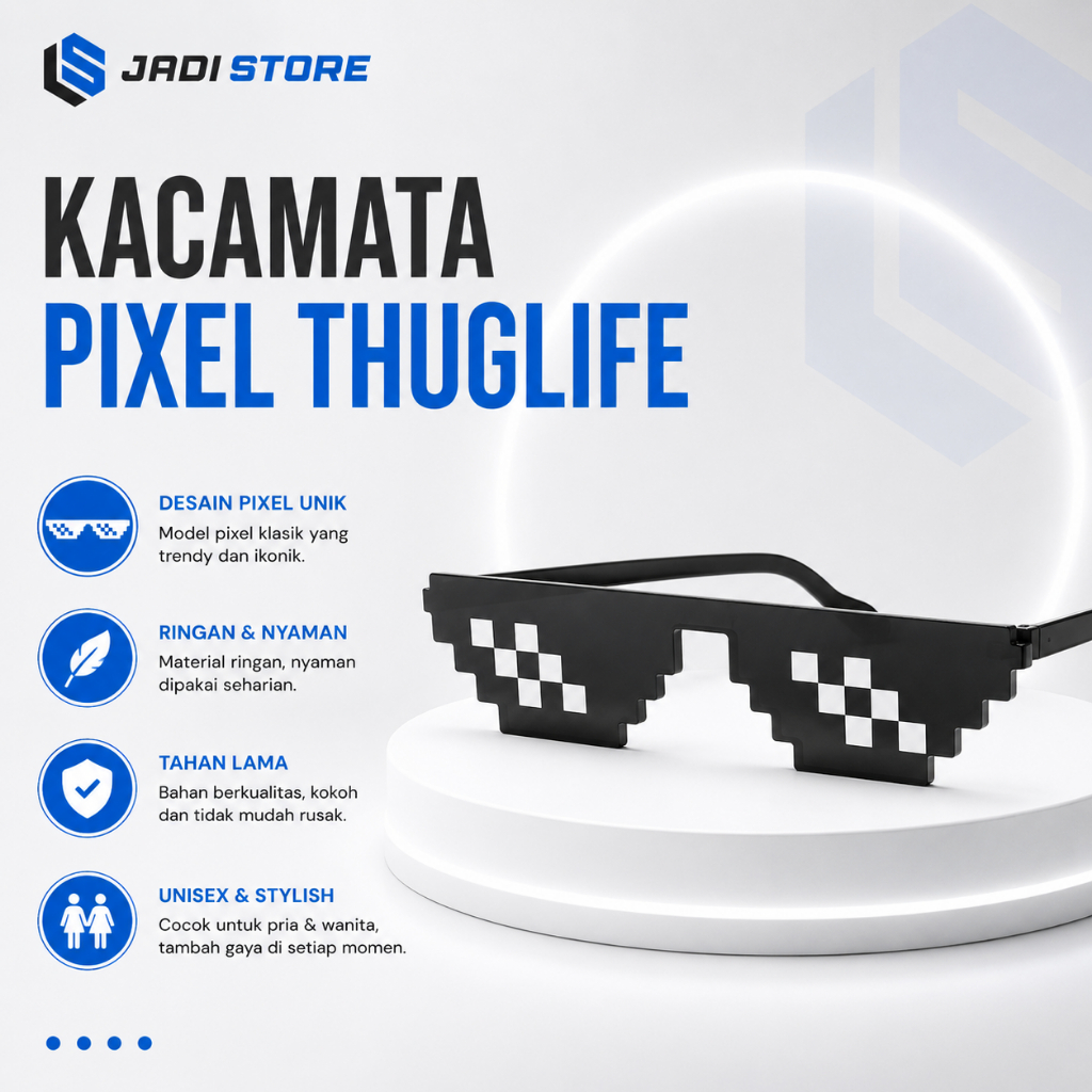 Sozzy Kacamata Model Pixel Minecraft Mosaics Thug Life W0124 Kacamata Pixel Thuglife Hitam Kaca Mata