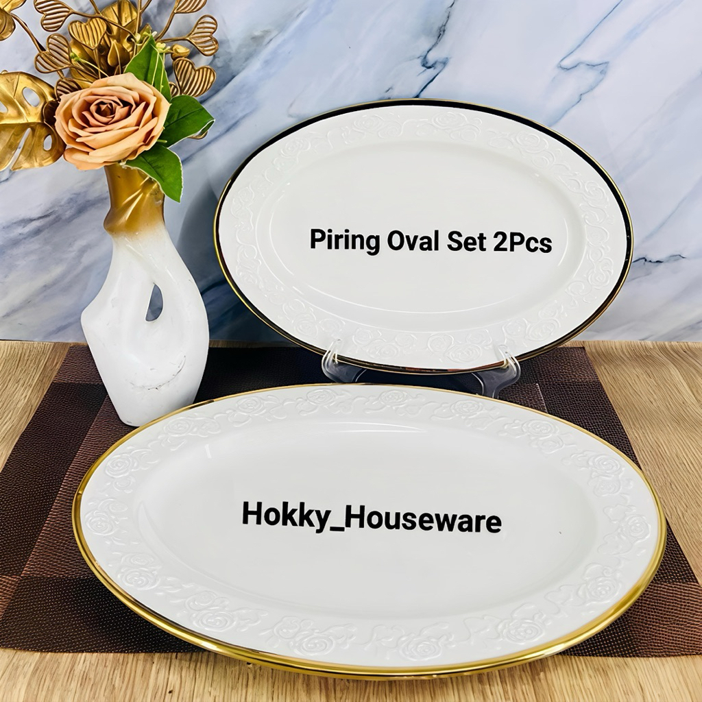 Piring Oval / Piring Lauk Keramik Fiorenza Set 2PCS (LGM02)