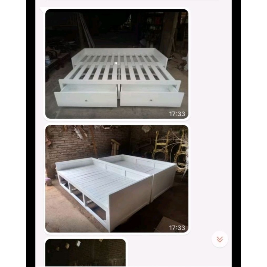 Dipan kayu ala Japan minimalis modern aesthetic Duco putih 200x160