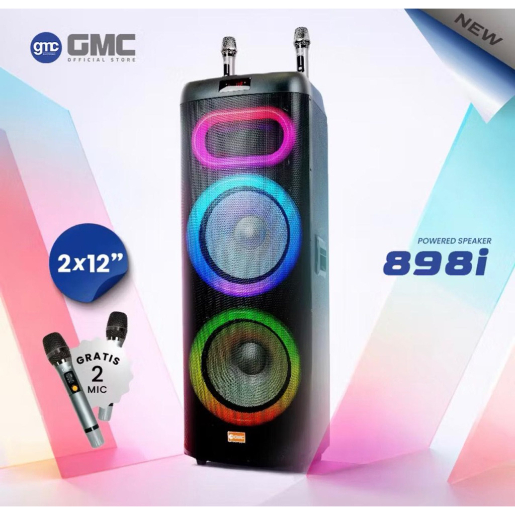 speaker portable Gmc 898i 12 inc x 2 doble/ Speaker aktif 12 inc doble gmc 898i