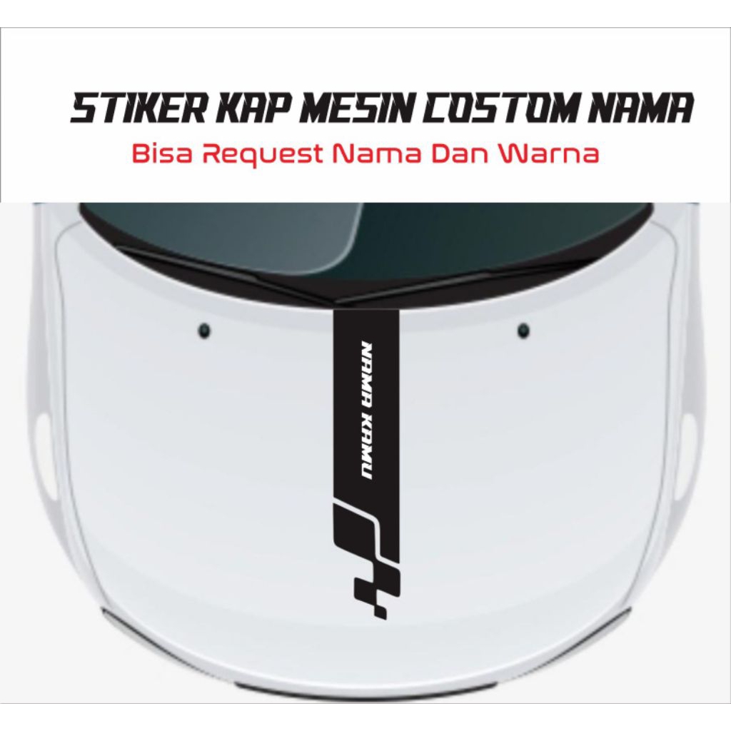 stiker costom nama/ lis kap mesin semua mobil ( cutthing stiker)