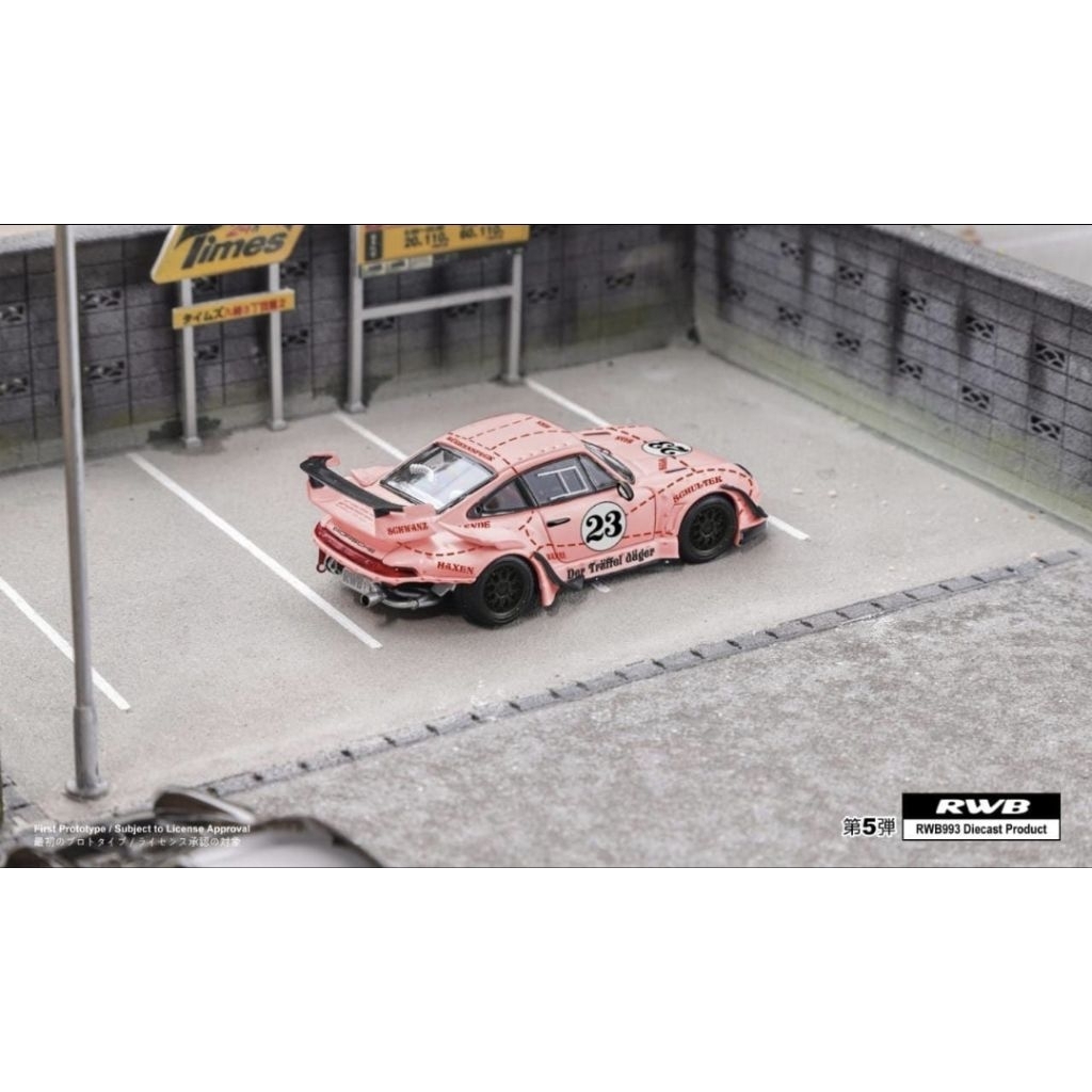 Star Model Diecast Skala 64 Porsche RWB 993 GT Wing Pink Pig Livery Regular Version Car Only
