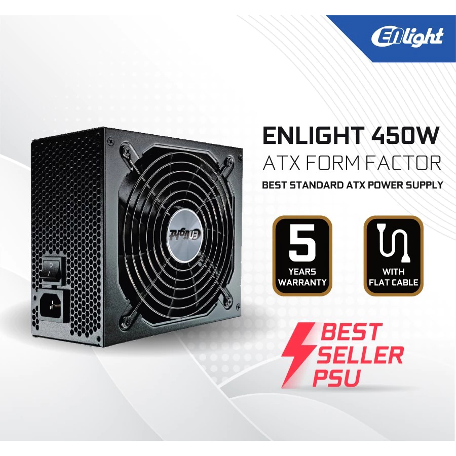 Enlight 450 PSU 450w 80+ - Power Supply 450w 80 Plus - PowerSupply 450w 80Plus