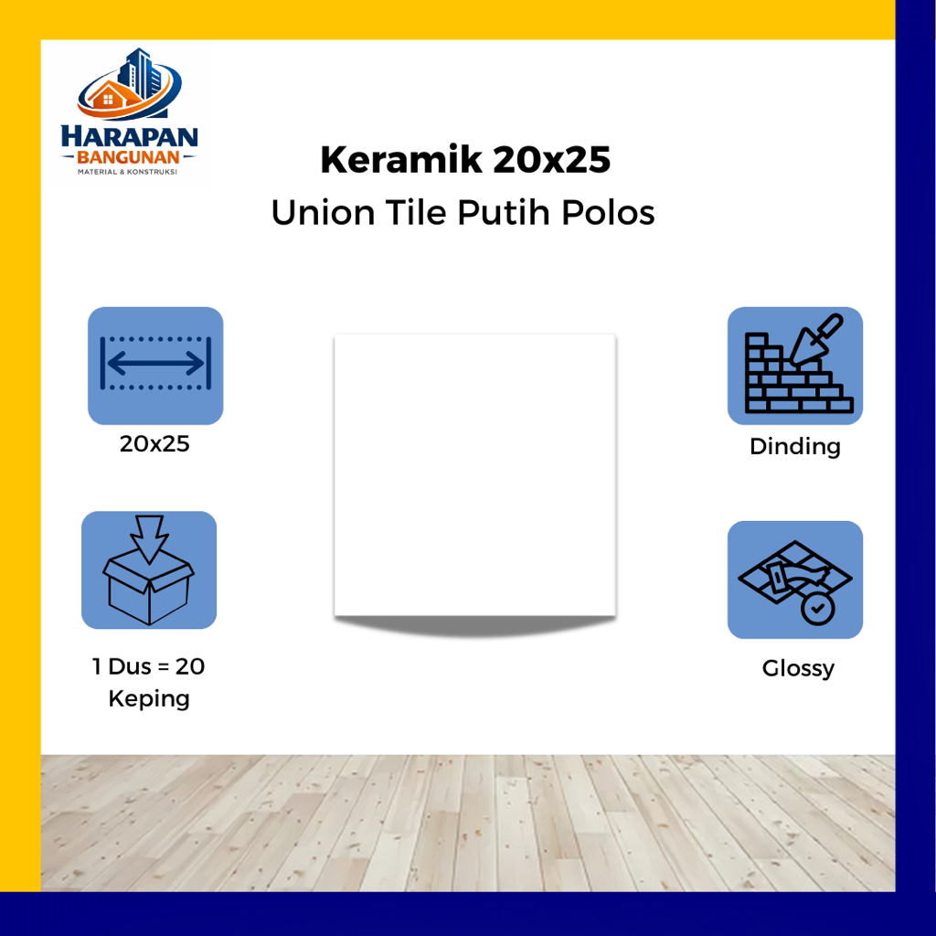 Keramik Lantai 20x25 Union Tile Putih Polos