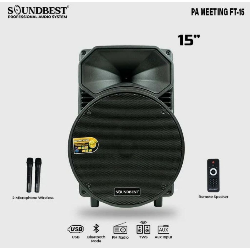 Speaker Portabel Bluetooth Speaker Soundbest FT 15(15 inch)