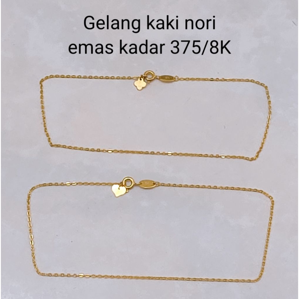 Gelang kaki emas nori kadar 375/8K