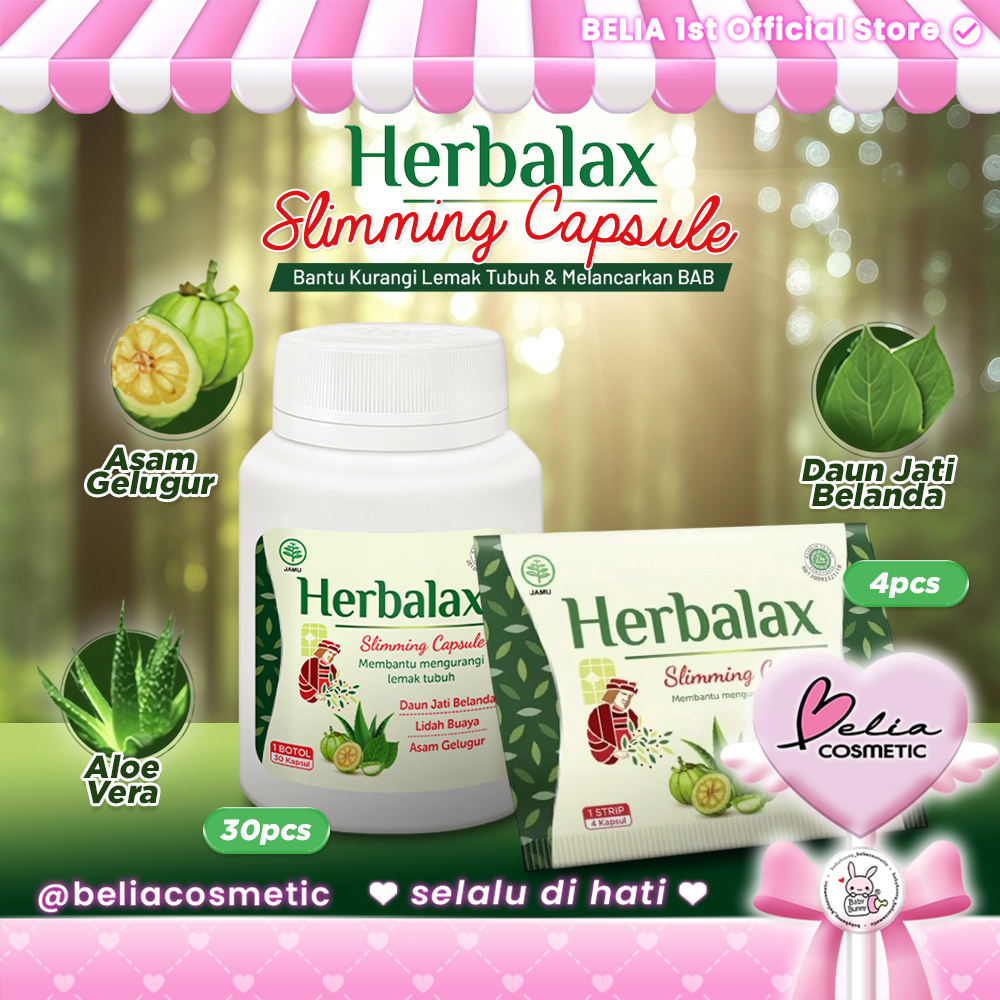 [ BELIA ] HERBALAX Slimming Capsule | untuk Menahan Nafsu Makan (30 Kapsul/Botol) (4 Kapsul/Strip) |