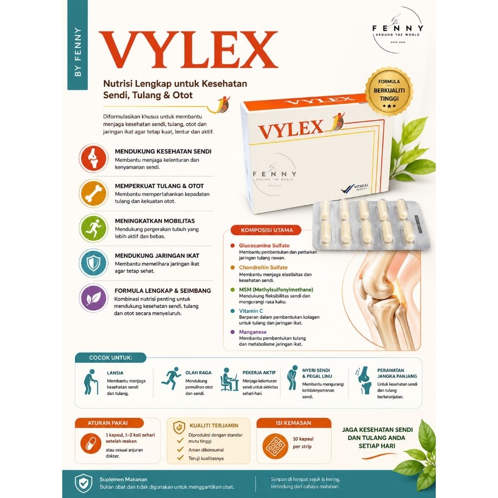 VYLEX - Suplemen Nyeri Sendi, Lutut - Original Malaysia