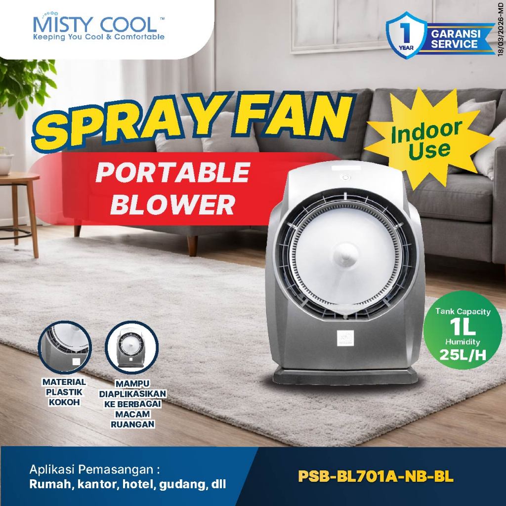 MISTYCOOL Spray Fan Air Cooler Blower Penyejuk Ruangan Kipas Angin Embun Rumah Sejuk Air Cooler Port
