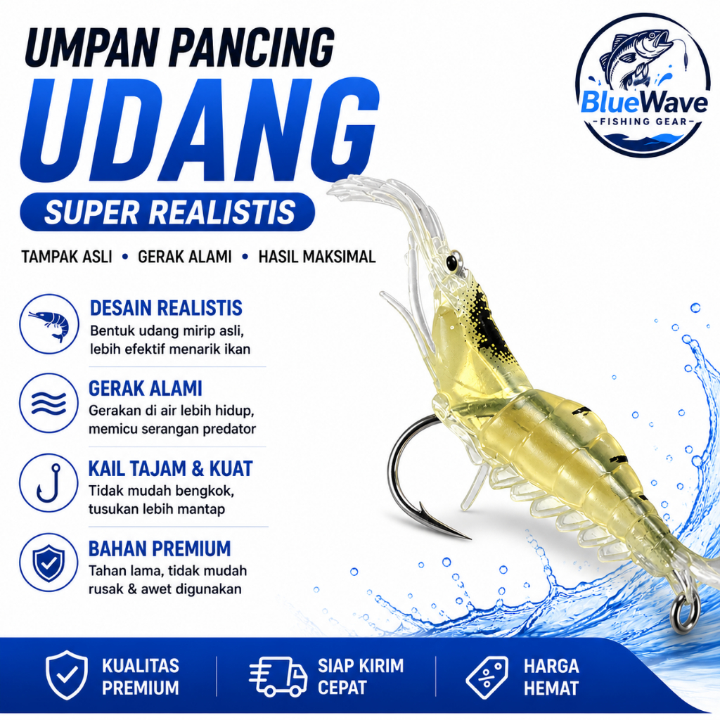 Umpan Pancing Udang Soft Lure Realistis Kail Tajam Anti Karat Umpan Udang Buatan Fishing Lure Air Ta