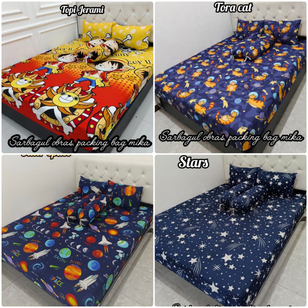 SPREI KARET ANAK COWOK MOTIF ANAK  planet GALAXY OUTER SPACE Bulan BINTANG ASTRONOT