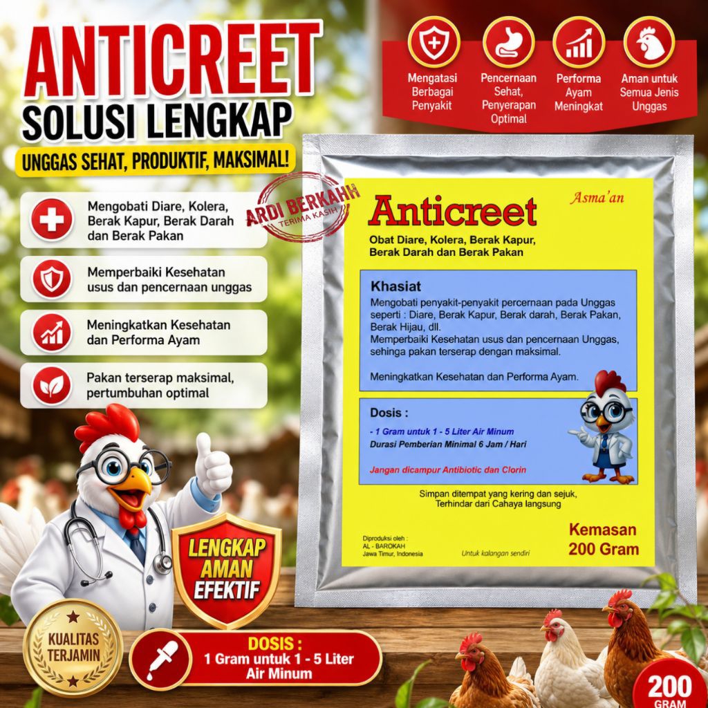 Obat Diare Ayam Broiler - Anti Creet - Obat Ayam