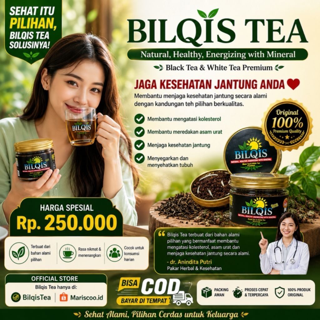 BILQIS TEA - Teh Hitam dan Teh Putih Premium, Teh Kaya Antioksidan Membantu Untuk Membakar Lemak