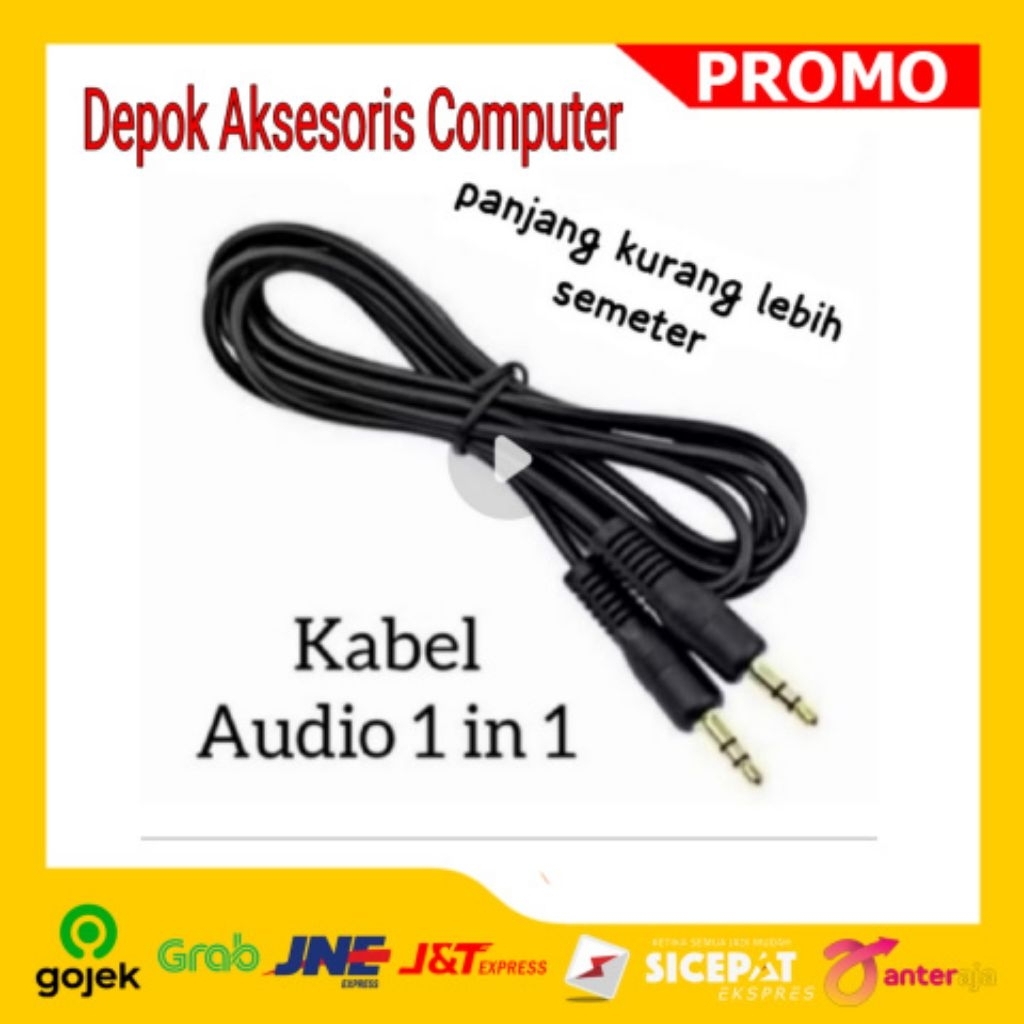 Kabel AUX 1IN 1 Panjang 1 Meter Hitam/Kabel Aux 1 In 1 Panjang 1 Meter