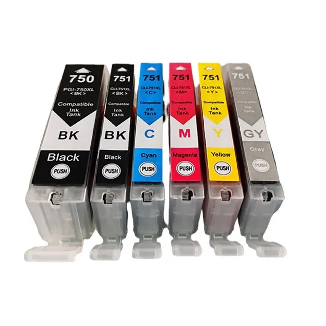 Tinta isi ulang Compatible Canon 750 Black 751 Black & Colour Printer MG2570 MG2570S MG3070S MX497 T