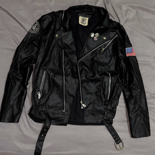 Secondhand Black Boxy Leather Jacket