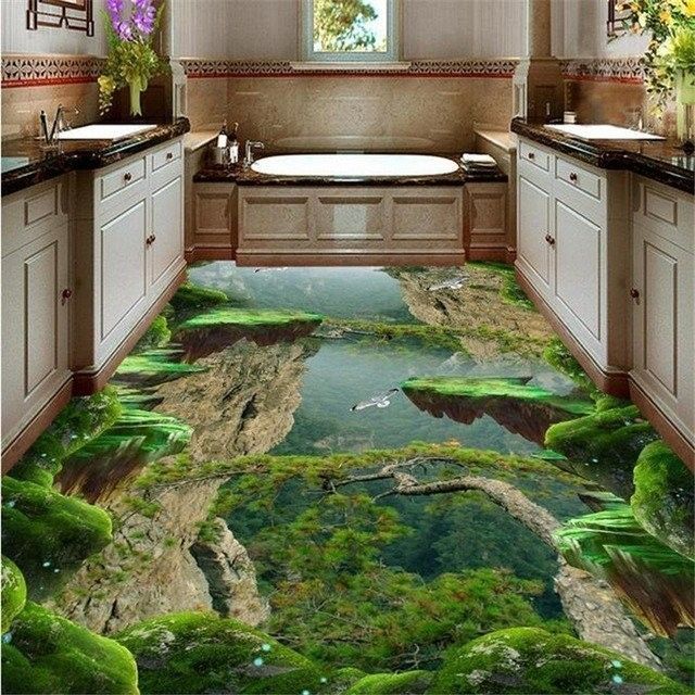 Wallpaper Lantai 3D Epoxy Print UV Motif Alam Premium Anti Air Custom