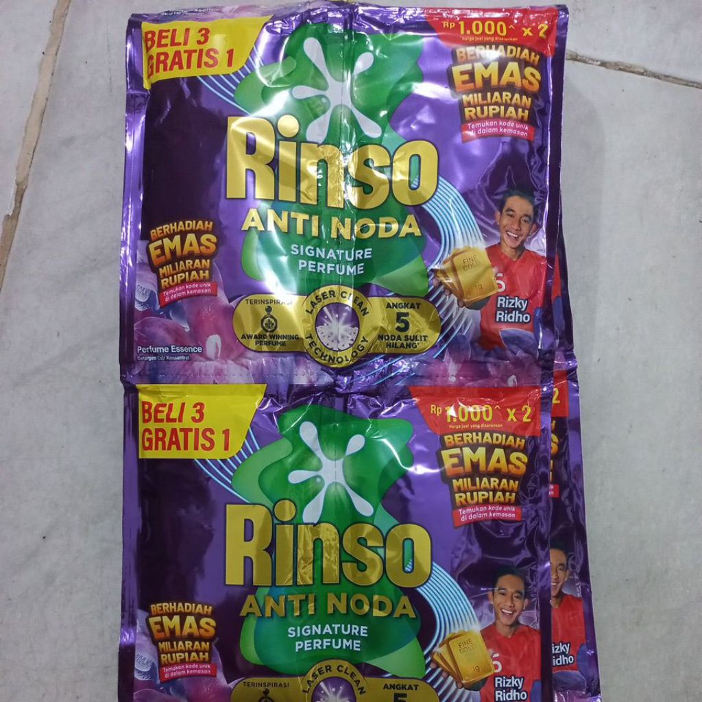 Rinso Cair Sachet | Rinso Deterjen Cair Anti Noda + Molto Sachet 6x38ml