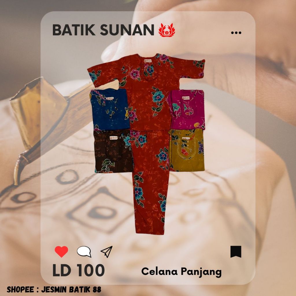 Setelan Celana Panjang Batik Sunan Tangan CP Tangan 3/4 ABG