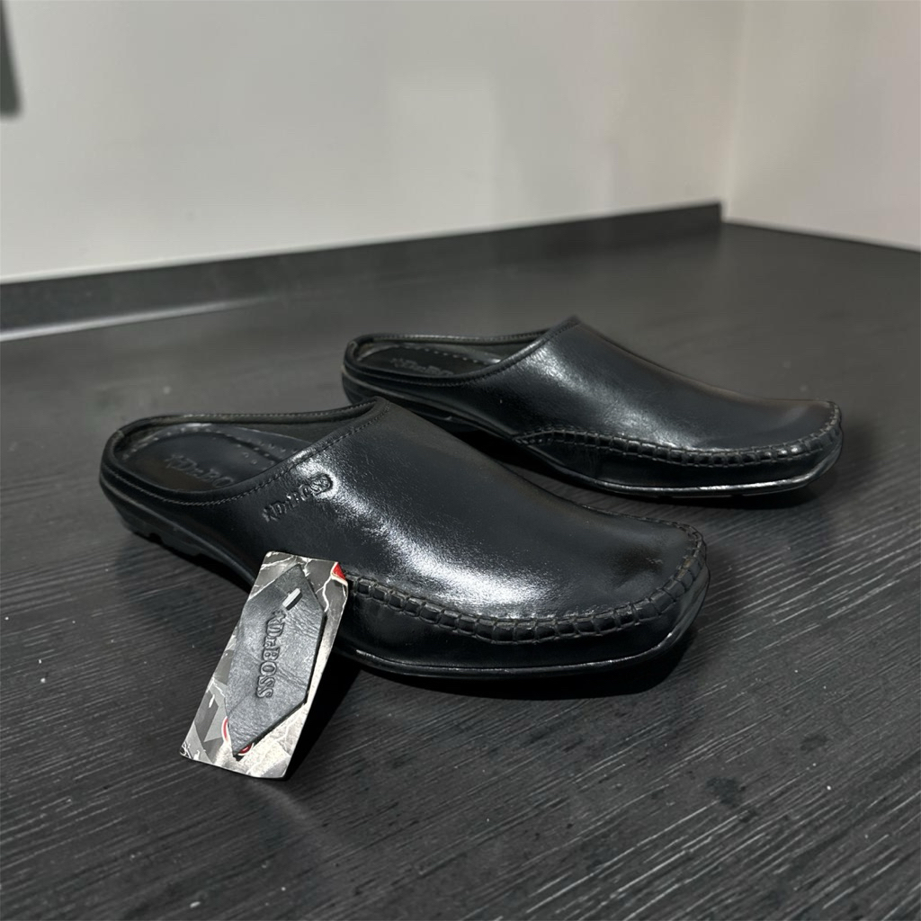 Sepatu sandal slop bustong pria kulit sapi asli formal