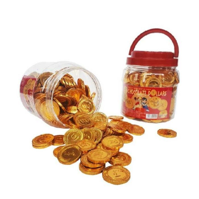 PUSAN COKELAT KOIN DOLLAR Chocolate Dollars 200 pcs Netto 650 Gram Coklat Koin Dollar coklat koin em