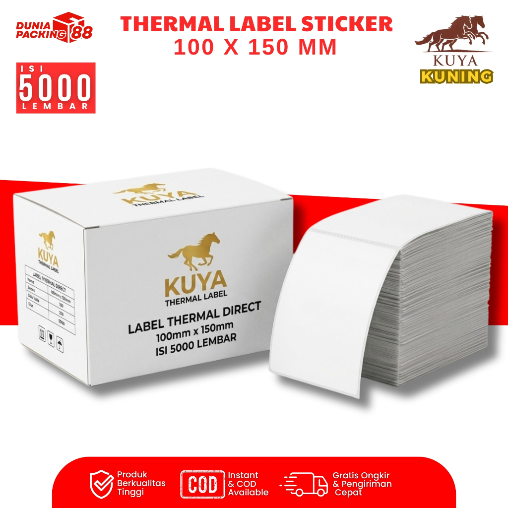 KUYA KUNING Thermal Label Sticker 100x150 Isi 5000 Lembar