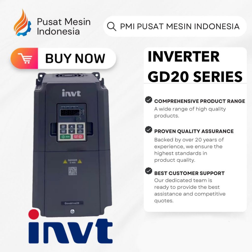 INVT INVERTER GD20-4R4G-4KW / 380V / 3PHASE 9.5 A/ INVERTER DINAMO 3 PHASE/INVERTER DINAMO/ INVERTER