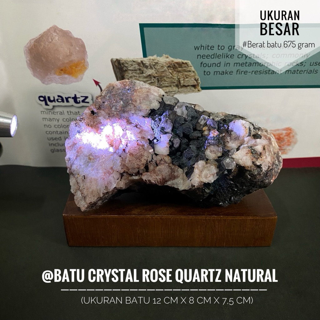 Batu Crystal Rose Quartz Natural L25 atau Batu Kristal Rose Quartz atau Clear Crystal Rose Quartz St