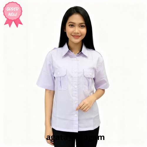 Baju Dinas Harian PDH Putih wanita Lengan Pendek-PANJANG Seragam PNS Putih Wanita Kemeja Pdh Putih P